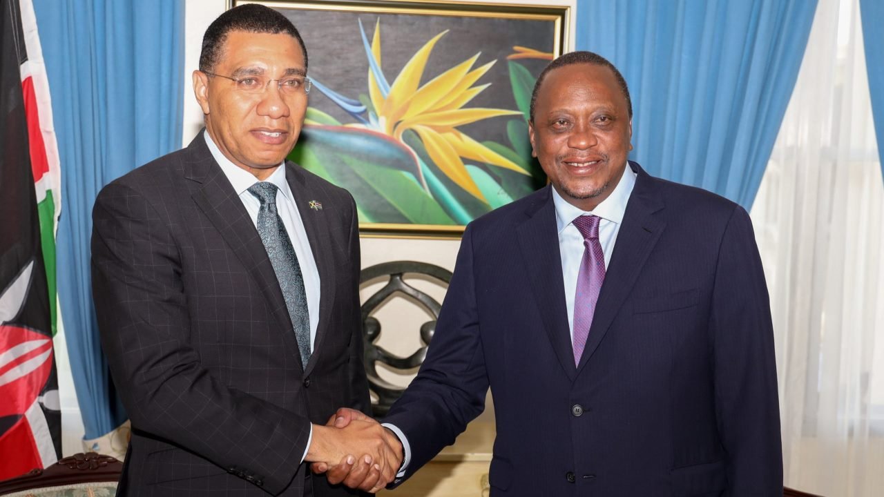 H.E. President Uhuru Kenyatta and H.E. Prime Minister Andrew Holness of Jamaica